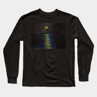 Thatcher Island Lighthouses with a Full Moon Long Sleeve T-Shirt